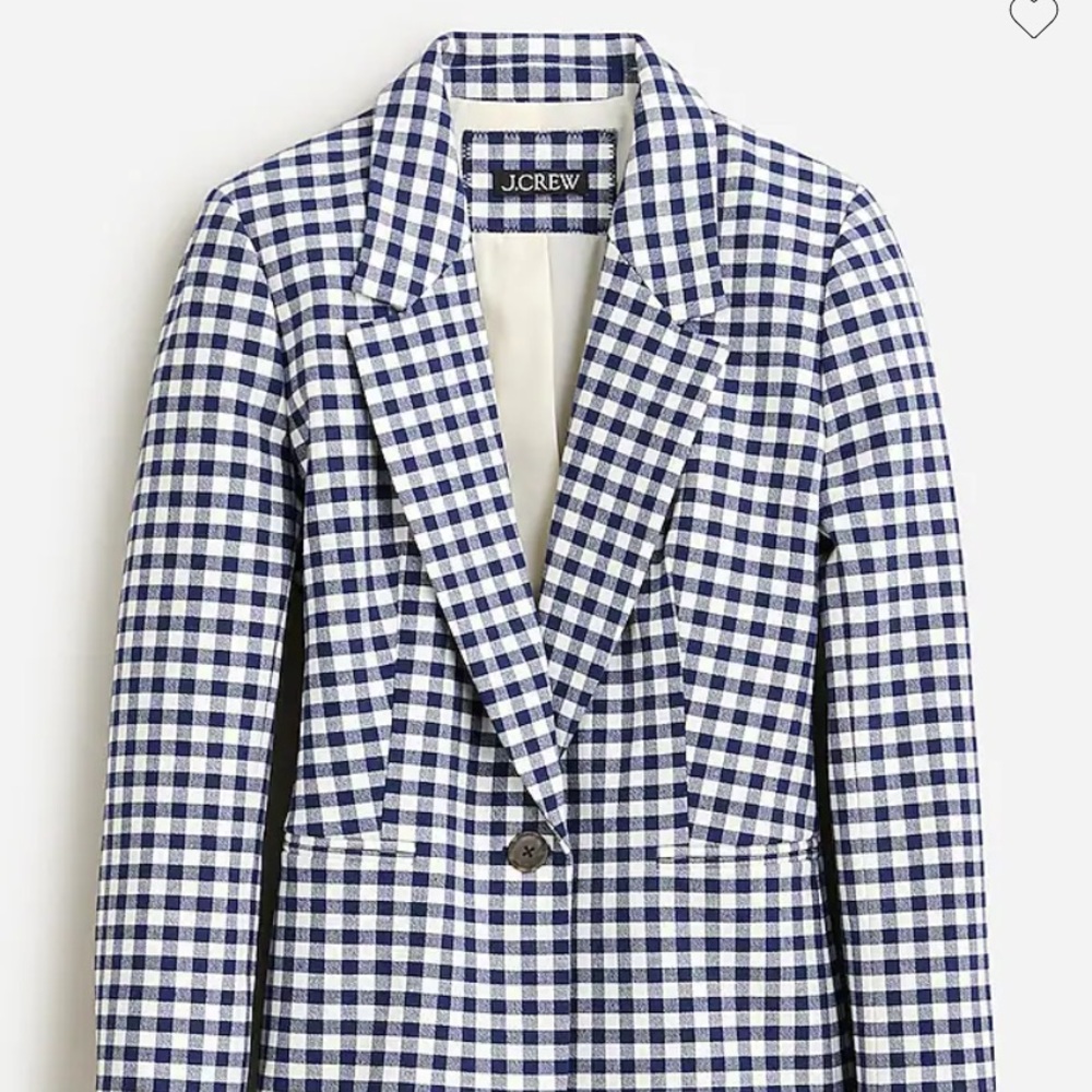 Jcrew Parke Blazer in gingham navy blue and white